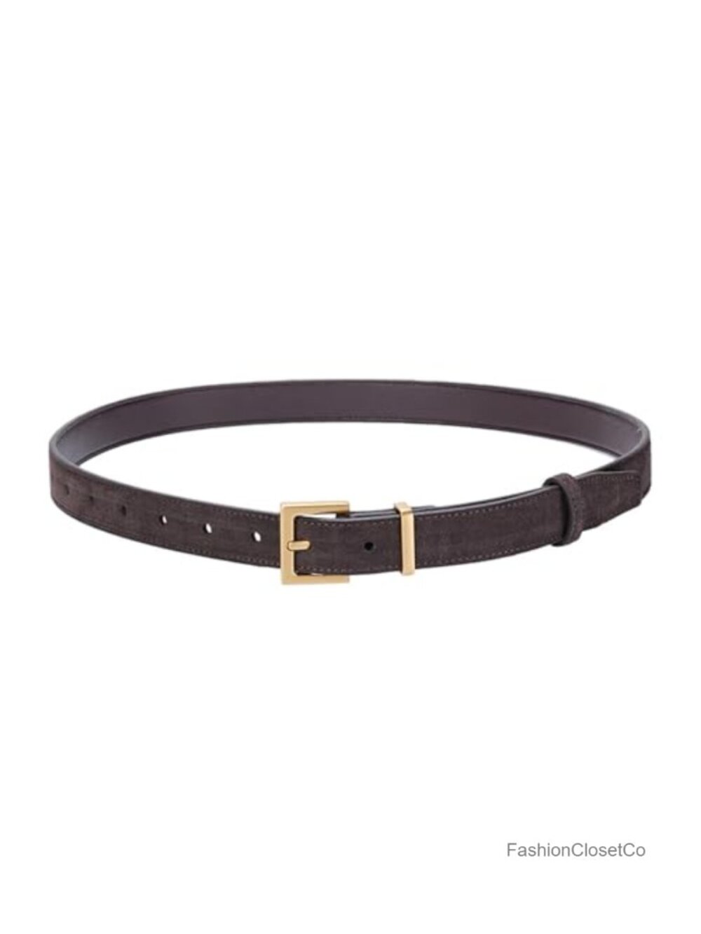Suede Leather Belt with Gold Buckle for Women, Casual & Formal